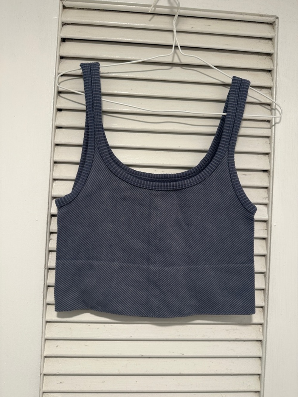Gypsy + Jade Ribbed Scoop Neck Crop Tank Top - Dark Blue